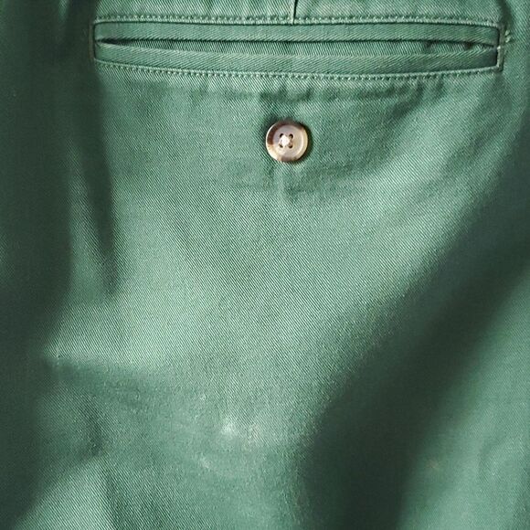 LANDS' END GREEN COTTON CHINO PANTS SIZE 36, WAIST 37, INSEAM 32 HOLIDAY (FLAWS) - Picture 6 of 11